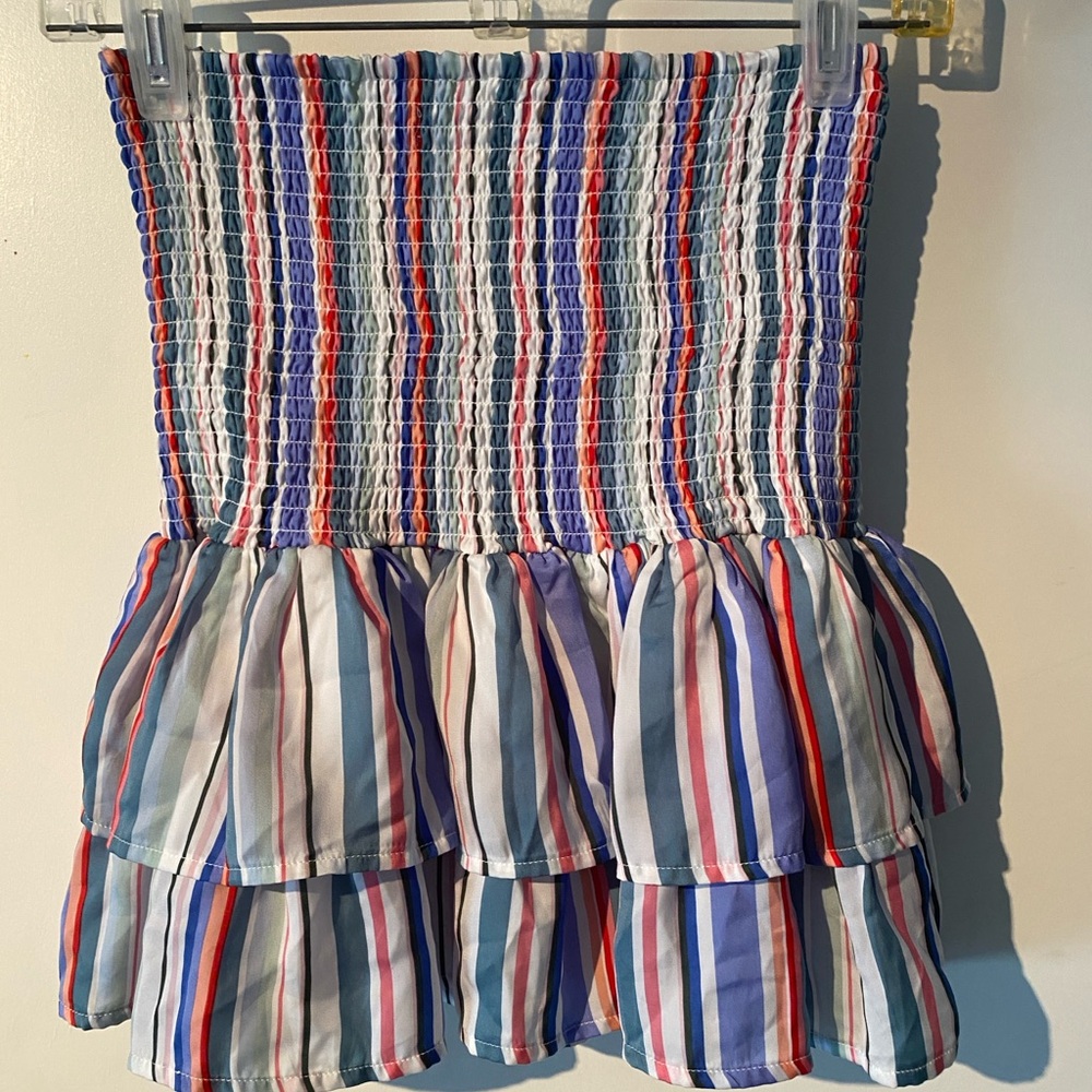 Jack By BB Dakota Striped Smocked Strapless Top Size Medium